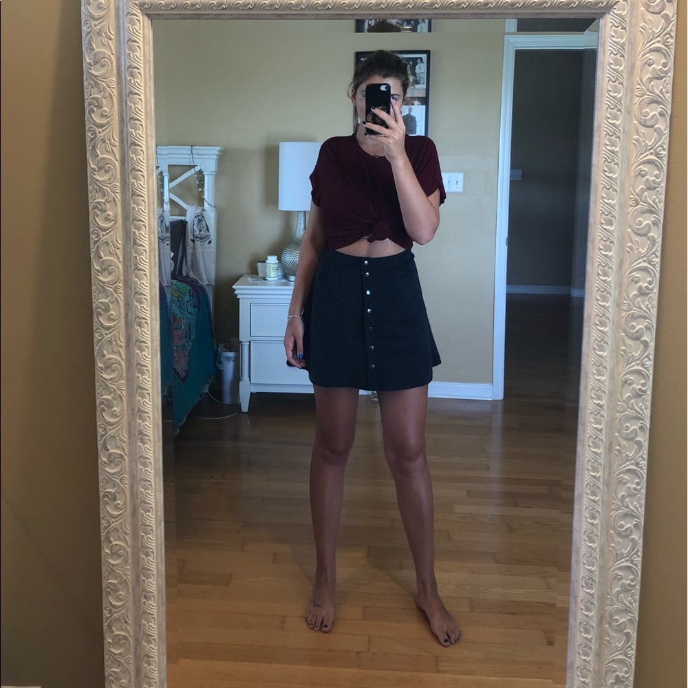 Navy suede preppy skirt